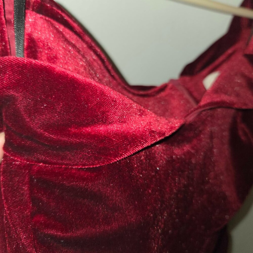 Wine Red 1960s Velvet Vintage Cocktail Dress